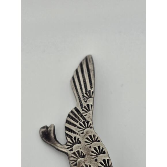Vintage Stamped Sterling Silver & Turquoise Roadrunner Pin Brooch Southwestern - Picture 6 of 12